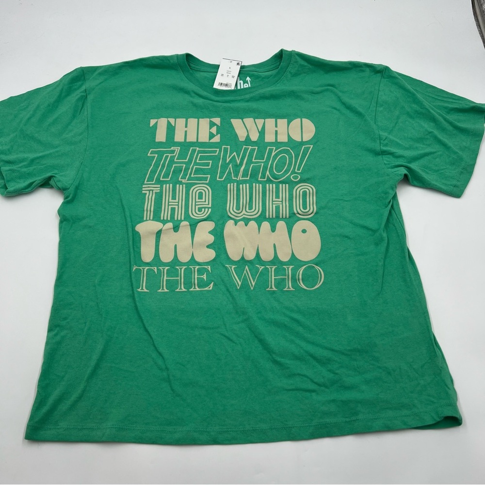 Men’s The Who size Large green and tan‎ T-shirt. Pit to pit 22.5 length 27. NWT